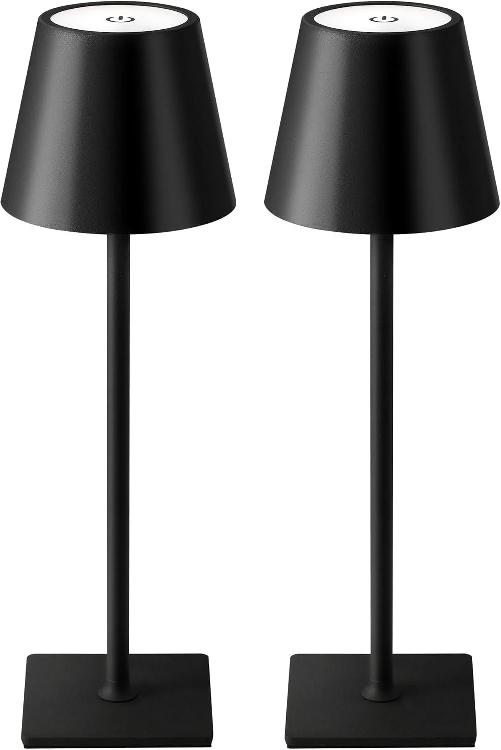 Portable cordless rechargeable LED table lamp with dimmable light on bedroom nightstand