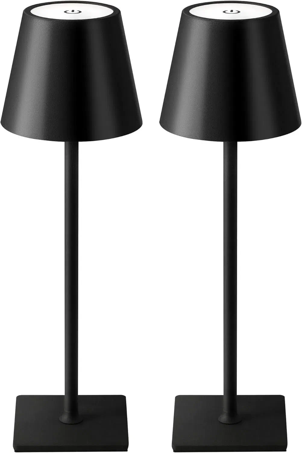 Portable cordless rechargeable LED table lamp with dimmable light on bedroom nightstand