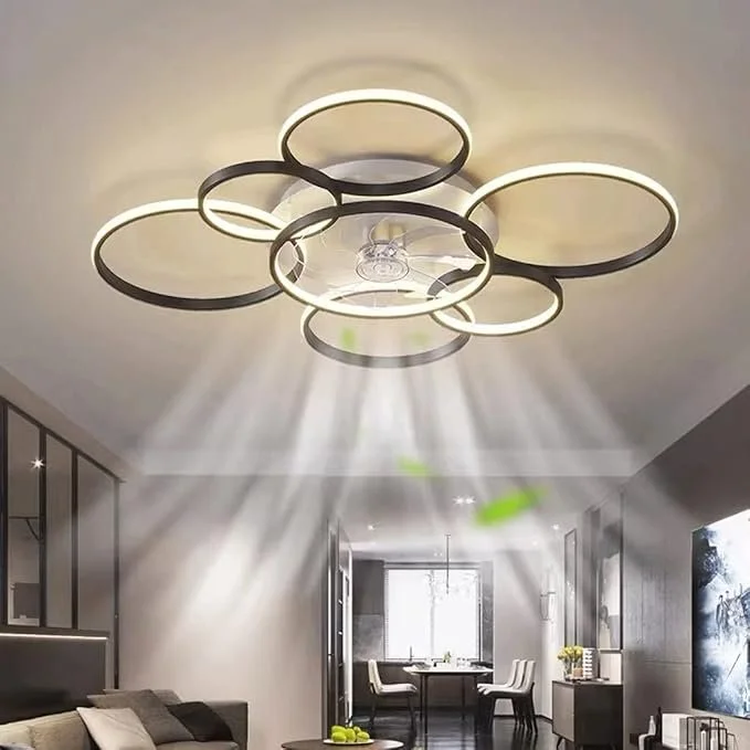 VOLISUN low-profile fandelier combining ceiling fan and LED light for comfortable, well-lit home office.