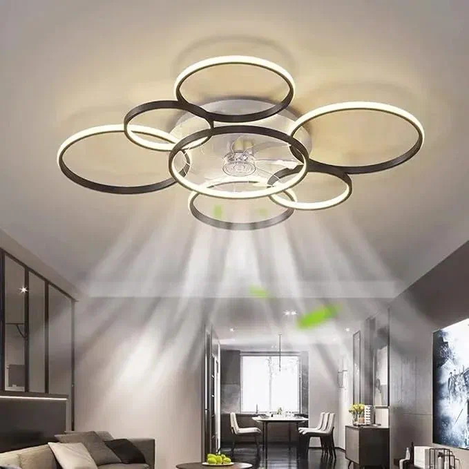 VOLISUN low-profile fandelier combining ceiling fan and LED light for comfortable, well-lit home office.