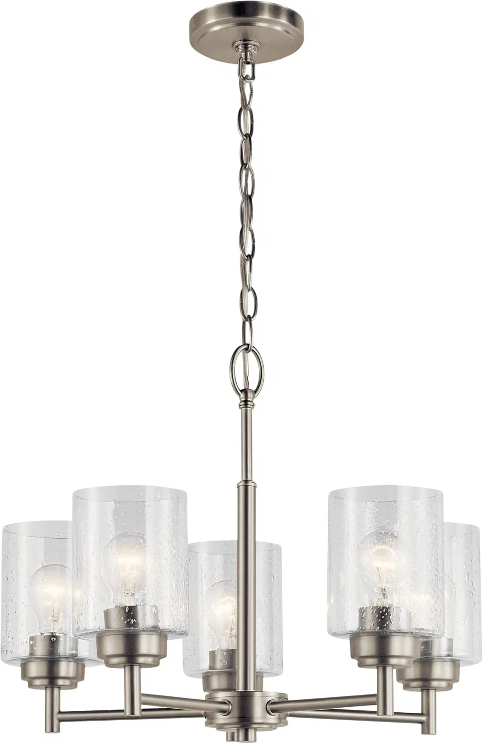 Kichler Winslow 5-Light Chandelier in brushed nickel with clear seeded glass shades