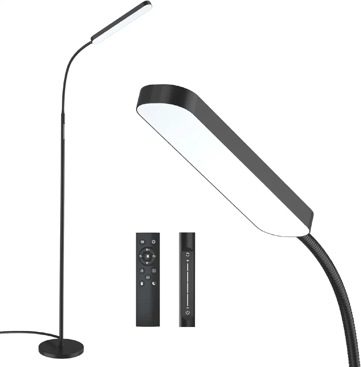 Adjustable gooseneck office floor lamp for task lighting, perfect for reading, crafting, and focused desk work.