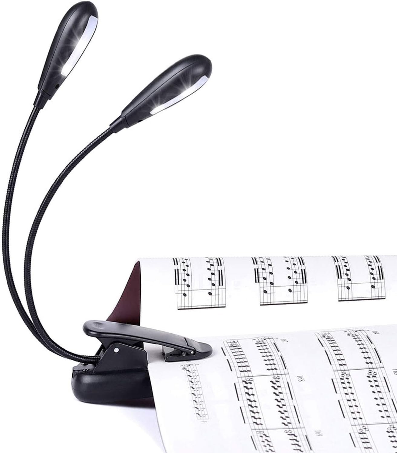 Ecologic Mart double arm book light with milky diffusers for soft, even illumination on both pages