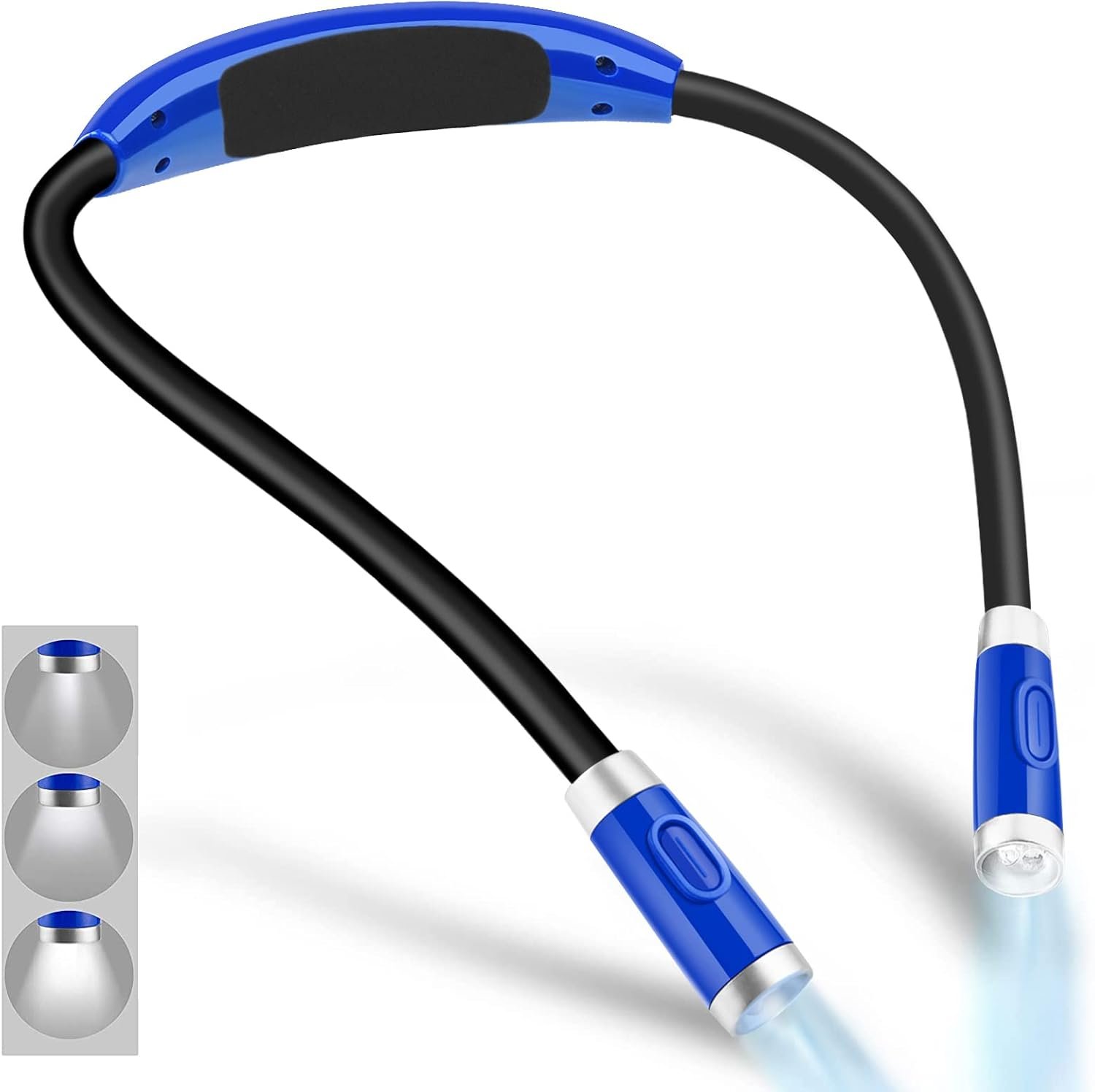 Vekkia rechargeable neck reading light with soft silicone arms for comfortable reading without disturbing partner