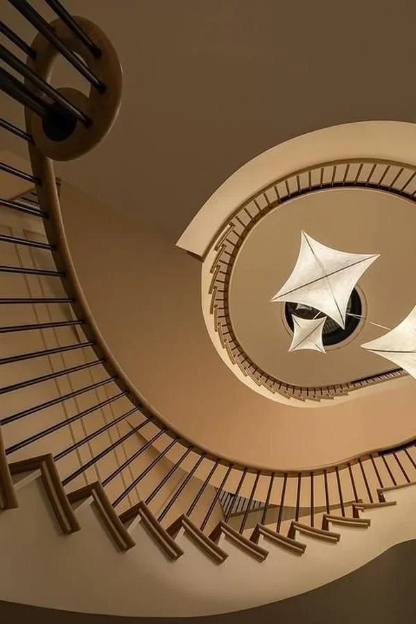Modern spiral staircase with dynamic lighting