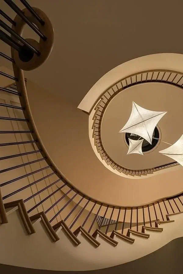Modern spiral staircase with dynamic lighting